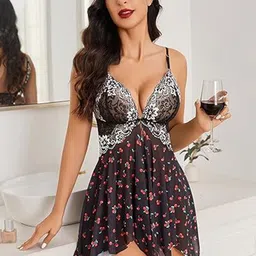 RioDeBella Printed Baby Doll with High-Low-image-4