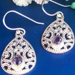 Zhupuk Silver-Plated Brass Crystals Drop Earrings-picture-30