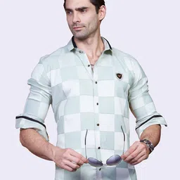 ALMATY Men Comfort Slim Fit Opaque Checked Casual Shirt-image-17