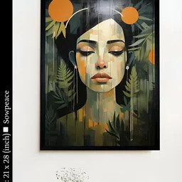 SOWPEACE Green & Orange 1 Piece Canvas Abstract Wall Paintings-image-61