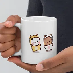 Mr UVD White & Brown Graphic Printed Ceramic Glossy Mug - 350 ml image 2