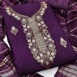 KALINI Floral Woven Design Zari Banarasi Jacquard Unstitched Dress Material-image-33