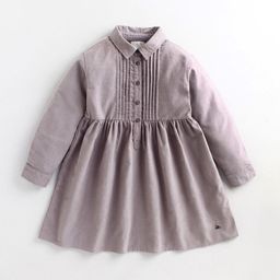 Cherry Crumble Girls Shirt Collar Cotton Fit & Flare Dress-picture-35