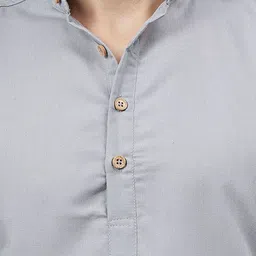 Navkanj Band Collar Roll-Up Sleeves Cotton Straight Short Kurta image 3