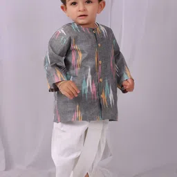 TJORI Boys Printed Pure Cotton Kurta with Dhoti Pants-picture-32
