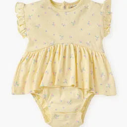 Juniors by Babyshop Infant Girls Floral Printed Cotton Bodysuit With Ruffle Sleeves-image-96