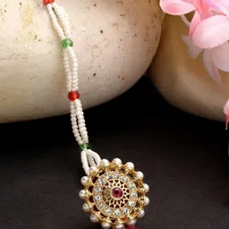 Anouk Cubic Zirconia Studded Borla Maang Tikka-image-6