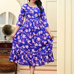 Vorcia Febtex Floral Printed Midi Ethnic Dress image 2