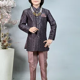 ahhaaaa Boys Regular Sequinned Kurta with Trousers-picture-12