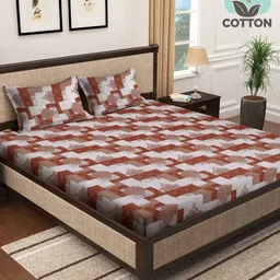 Myntra Elegant Homes Red Printed Cotton 400 TC Super King Bedsheet Set 2.70 m x 2.70 m-picture-14