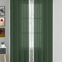HOMEMONDE Green 2 Pieces Cotton Sheer Long Door Curtains-image-32