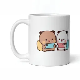 Mr UVD White & Brown Cartoon Characters Printed Ceramic Matte Mug 350 ml-picture-38
