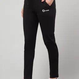 unique look Pack of 2 Women Solid, Self Design Black, White Track Pants image 3