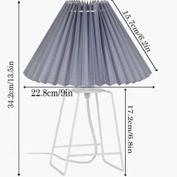 homesake Korean Style Pleated Table Lamp, White Wire Frame Night Lamp for Bedroom, Living Table Lamp image 3