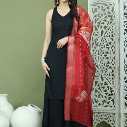 Jompers Women Embroidered Regular Sequinned Kurta with Palazzos & With Dupatta-picture-10