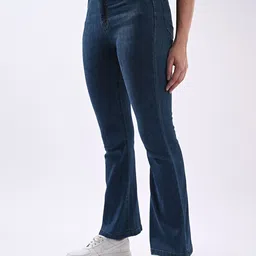 Kraus Jeans Women Flared High-Rise Light Fade Stretchable Jeans image 4