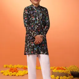 FASHION DREAM Boys Floral Printed Regular Kurta with Trousers-picture-38