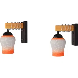 1ST TIME Orange & Orange Textured Wood Contemporary Abstract Shaped Shaped Wall Lamp-picture-25