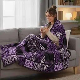 Anadhika Purple Striped Mink Heavy Winter 300 GSM Blanket-picture-13