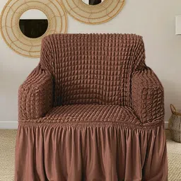 Aura Brown L-Shaped Sofa Cover With Arms image 2