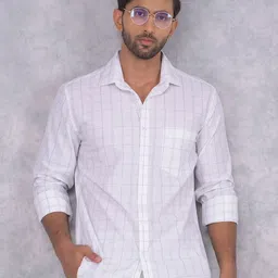 Crimsoune Club Men Smart Spread Collar Checked Cotton Slim Fit Casual Shirt image 1