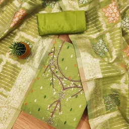 LeeliPeeri Designer Embroidered Unstitched Dress Material image 1