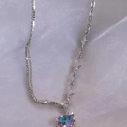 FIMBUL Stainless Steel Heart & Star Charm Stone-Studded Layered Necklace-picture-28