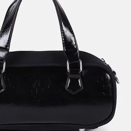 HAUTE SAUCE by Campus Sutra Leather Bowling Hobo Bag with Cut Work image 2