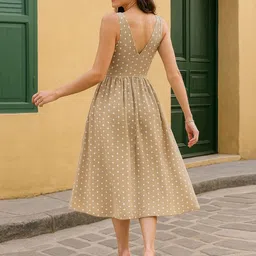 Deewa Polka Dot Print Crepe Fit & Flare Midi Dress image 2