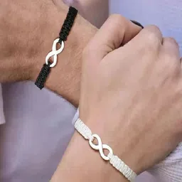 Nevy Unisex Pack Of 2 Handcrafted Silver-Plated Infinity Bracelet-picture-22