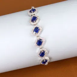 PRIVIU Silver-Plated American Diamond Studded Wraparound Bracelet-picture-33