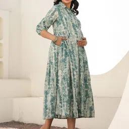 KALINI Floral Print Maternity A-Line Midi Dress image 3