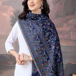 sangria House of Pataudi Women Floral Woven Design Shawl image 3