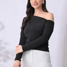 IUGA Women Solid One Shoulder Top-image-26