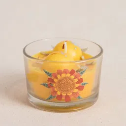Chumbak Yellow & Transparent Floral Printed Festive Warmth Candle image 5