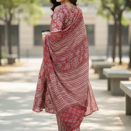 AADVIKA Women Ethnic Motifs Printed Regular Kurta with Trousers & With Dupatta image 3