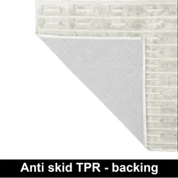 LUXEHOME INTERNATIONAL Cream-Coloured Geometric Anti-Skid Shaggy Carpet image 2