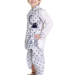 Smuktar garments Kids Boys Black & White Kurta & Dhoti Set image 2