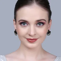 PUJVI Silver-Toned And Black Artificial Stones Studded Contemporary Studs-picture-20