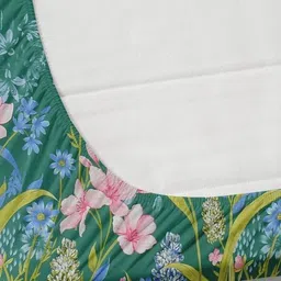 REALDREAM Green & Pink Floral 260 TC King Bedsheet with 2 Pillow Covers image 5