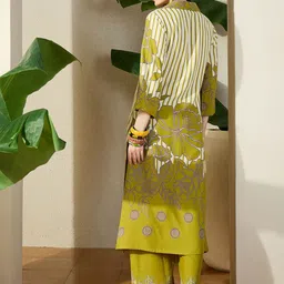 Indo Era Printed Shirt Collar Top With Trouser image 3