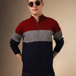 Dennis Lingo Men Colourblocked Pullover Sweater image 1