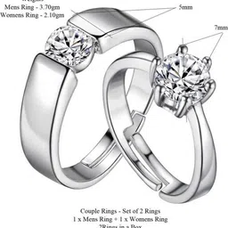 Teeragaj Women Set Of 2 Stone Studded Couple Adjustable Finger Ring image 3