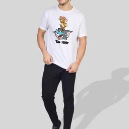 Greylongg Men Tom & Jerry Graphic Printed Round Neck Cotton T-shirt image 3