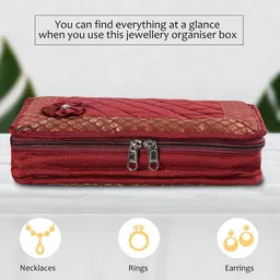 Kuber Industries Maroon Self Design Jewellery Organiser image 3