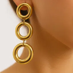 Nui Set Of 3 Stainless Steel Gold-Plated Contemporary Studs image 3