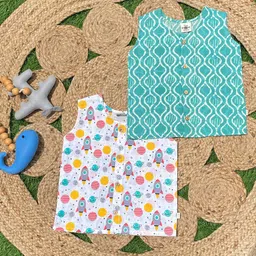 The Mom Store Infant Kids Pack Of 2 Printed Pure Cotton Jabla ROM-BK-GMRO-0-3-Multi-picture-11