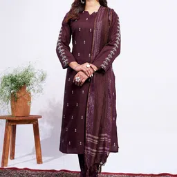 ARADHNA Women Ethnic Motifs Embroidered Kurta with Trousers & Dupatta-picture-10