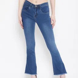 Nifty Women Blue Cotton Bootcut Mid-Rise Jeans-image-10