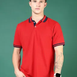 V-Mart Men Solid Polo Collar Cotton T-shirt-picture-36